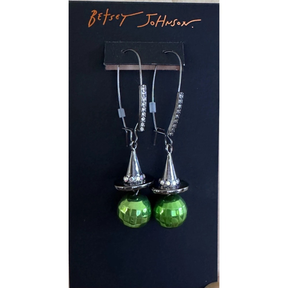 Betsey‎ Johnson Faux Stone Witch Hat Disco Ball Dangle Earrings